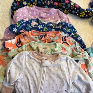 Baby Girls' Mixed Pattern Sleep Napsuit - Polka Dot White & Pastel